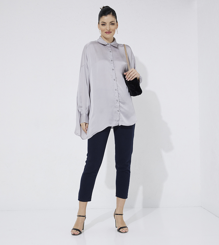 قميص ستان بأكمام طويلة