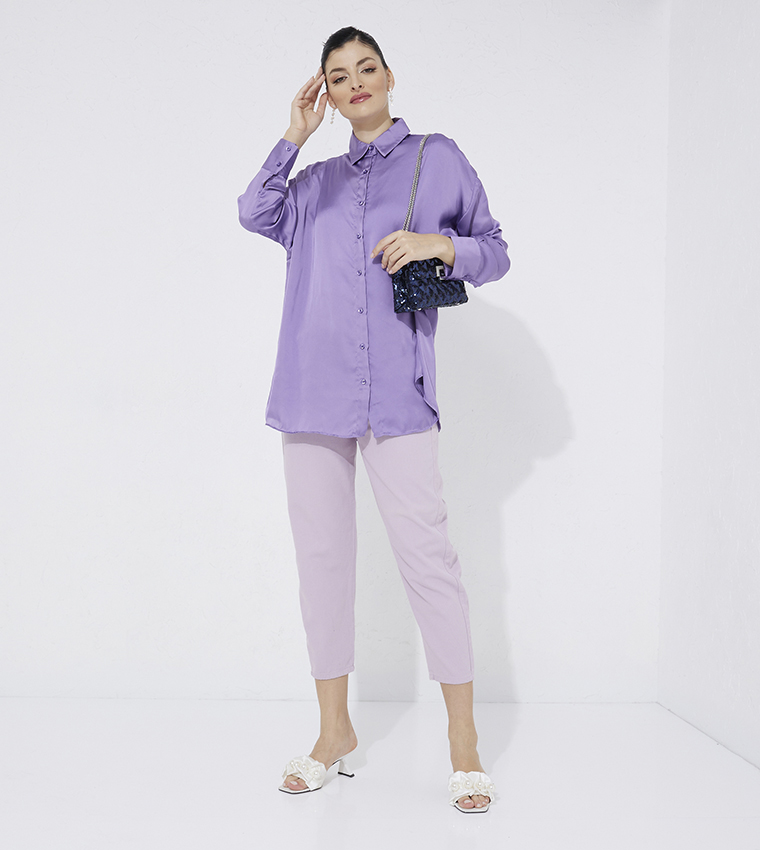 قميص ستان بأكمام طويلة