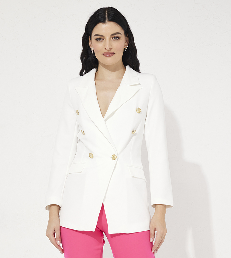 Solid Double Breasted Blazer
