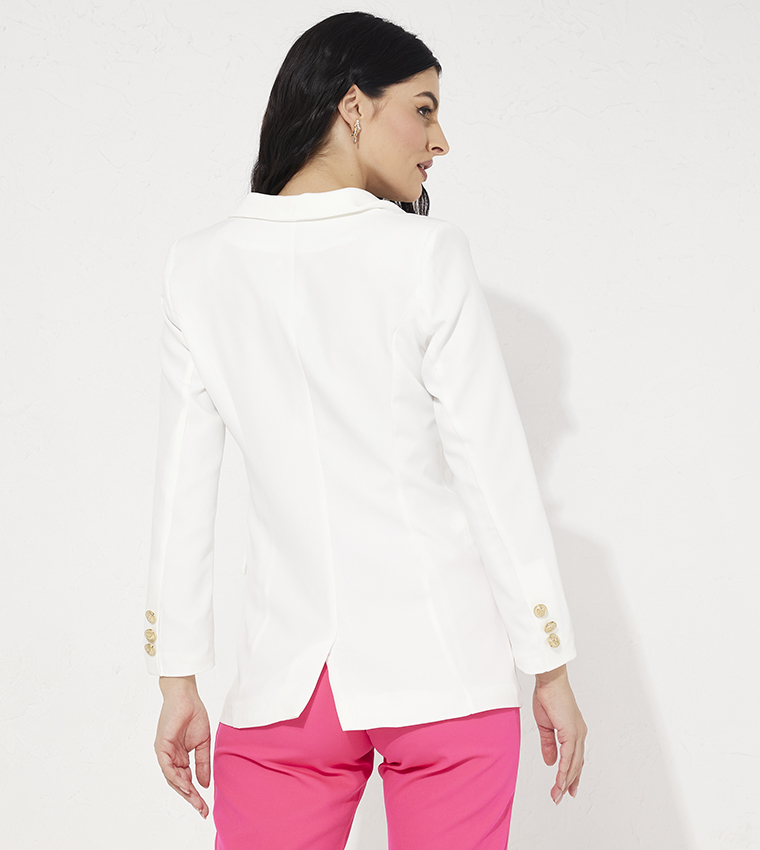 Solid Double Breasted Blazer