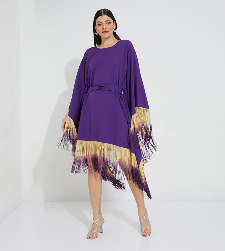 Fringed Kaftan with Waist Belt