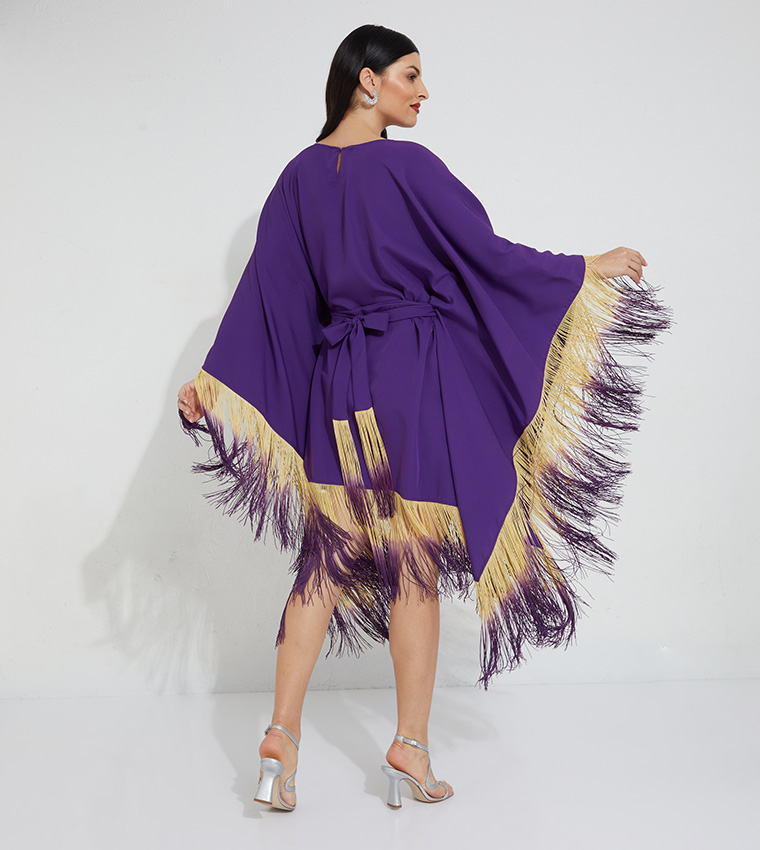 Fringed Kaftan with Waist Belt