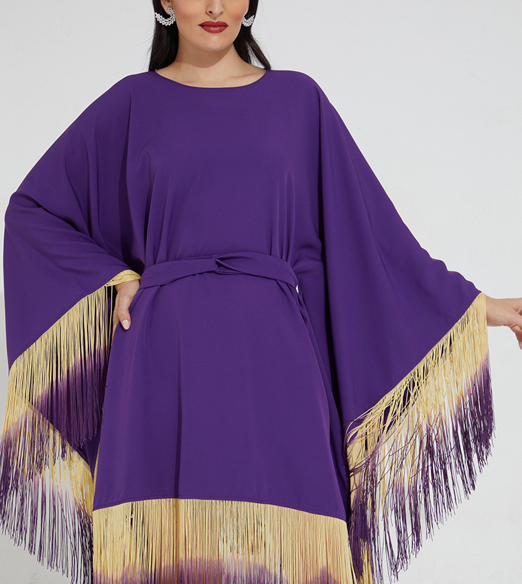 Fringed Kaftan with Waist Belt