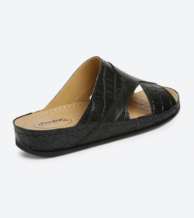 Crocodile Pattern Arabic Sandals - Black - MSDCP1923-BLK