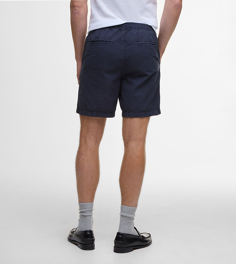 Drawstring Waist Relaxed Fit Seersucker Shorts