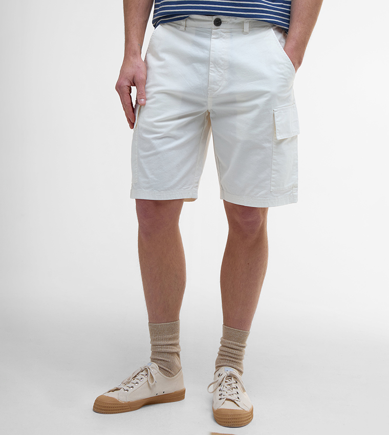 TWILL Solid Button Closure Cargo Shorts