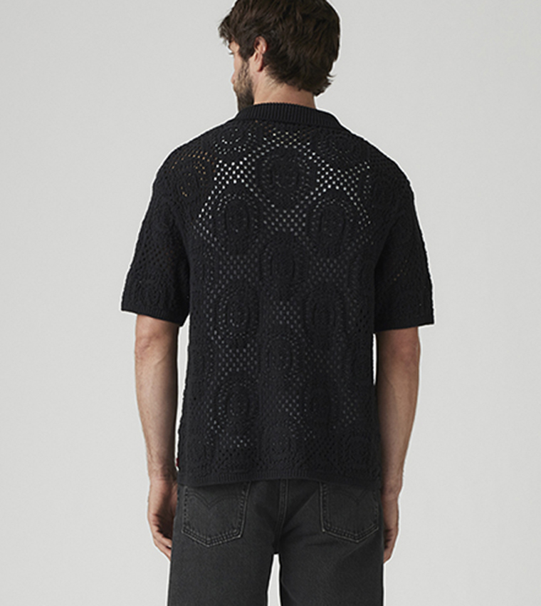 Openwork Short Sleeves Sweater Shirt