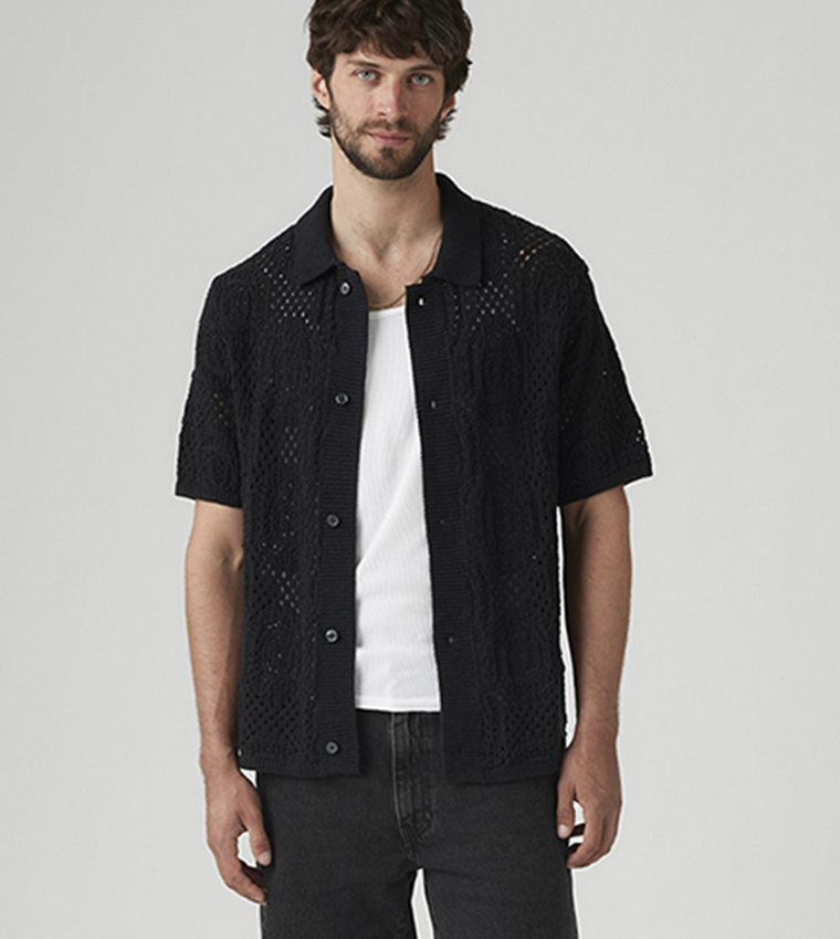 Openwork Short Sleeves Sweater Shirt