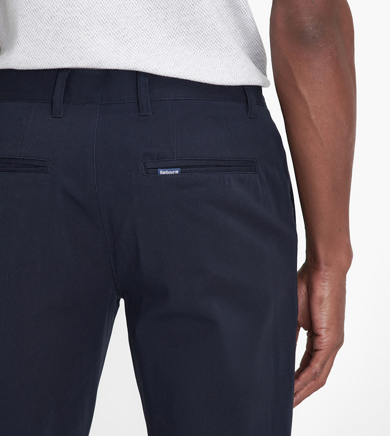 Buy Barbour Solid Mid Rise Slim Fit Chinos In Navy 6thStreet