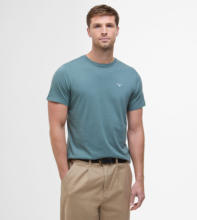 Logo Embroidered Tartan Crew Neck T-Shirt