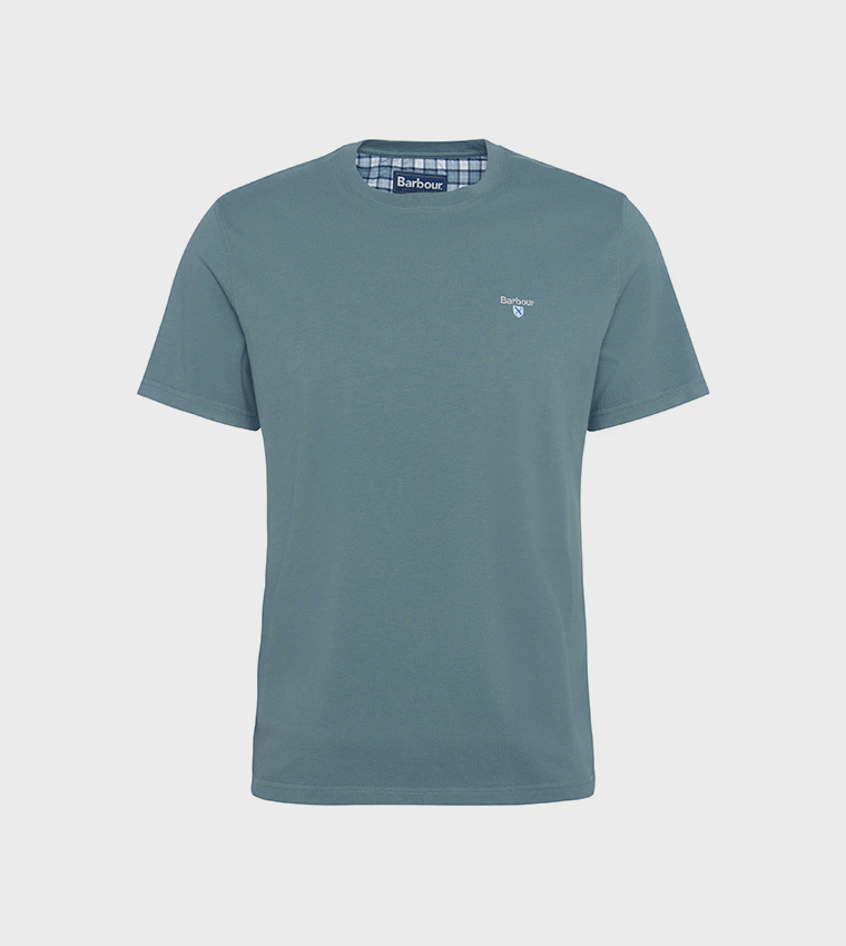 Logo Embroidered Tartan Crew Neck T-Shirt