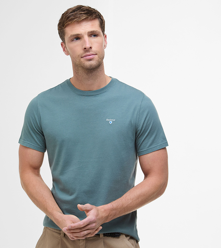 Logo Embroidered Tartan Crew Neck T-Shirt