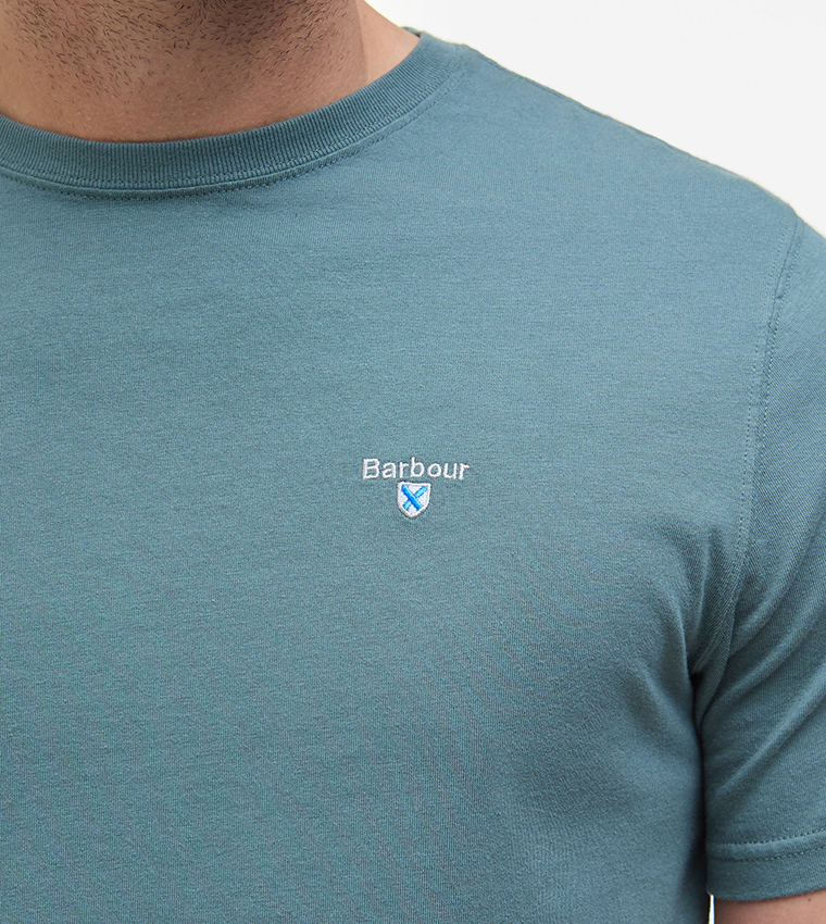 Logo Embroidered Tartan Crew Neck T-Shirt