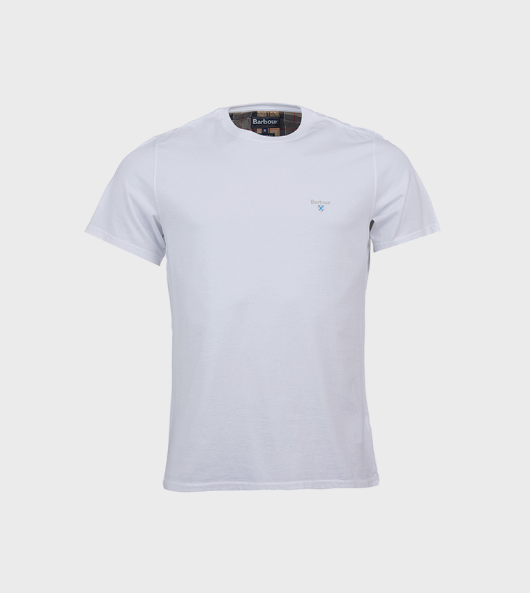 Logo Embroidered Tartan Crew Neck T-Shirt