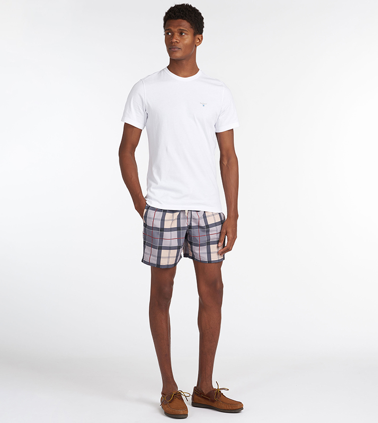 Logo Embroidered Tartan Crew Neck T-Shirt