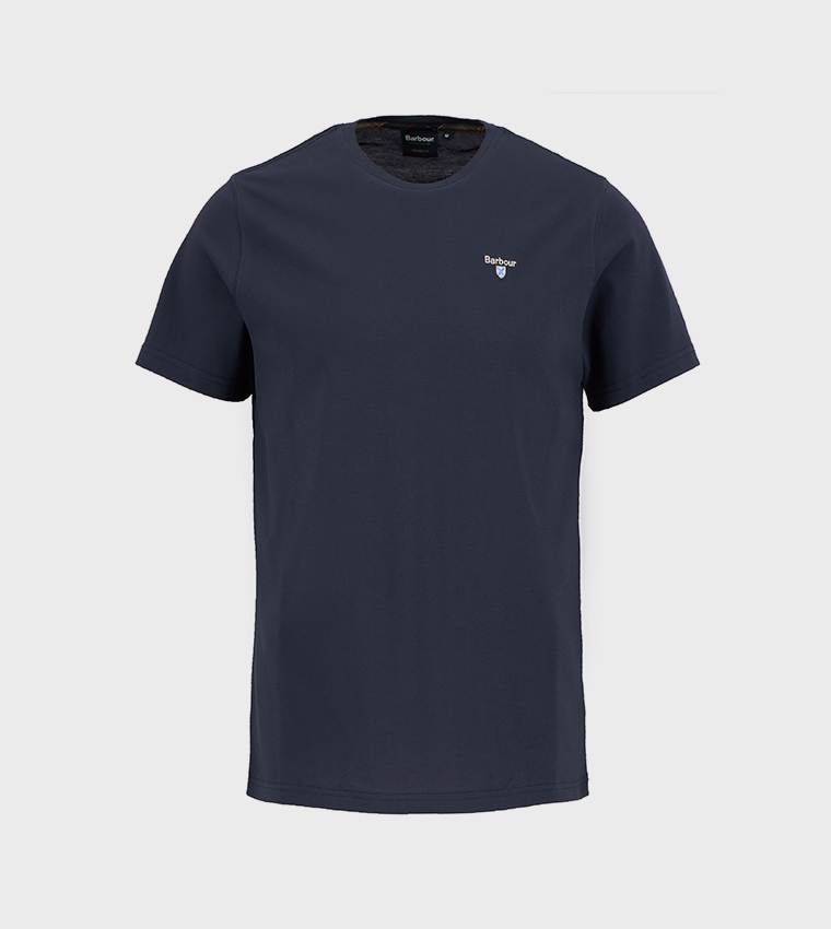 Logo Embroidered Tartan Crew Neck T-Shirt