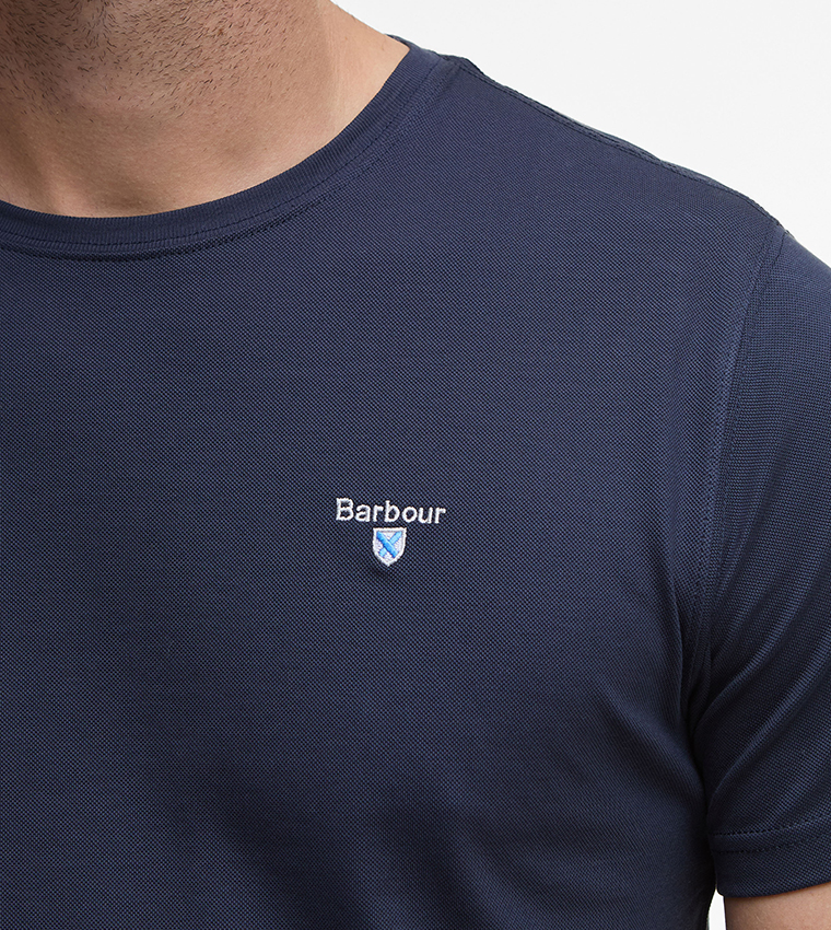 Logo Embroidered Tartan Crew Neck T-Shirt