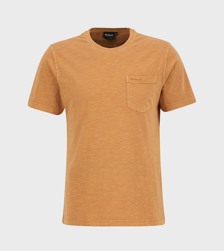 PIGMENT-DYED Pocket Detail Crew Neck T-Shirt