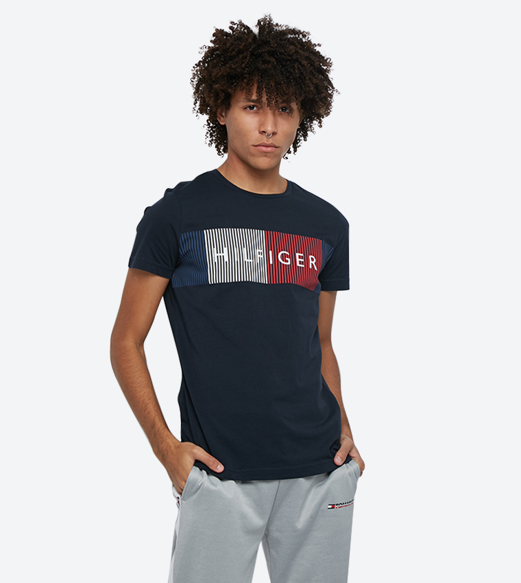 Buy Tommy Hilfiger Corp Merge Short Sleeve T Shirt Navy In Navy