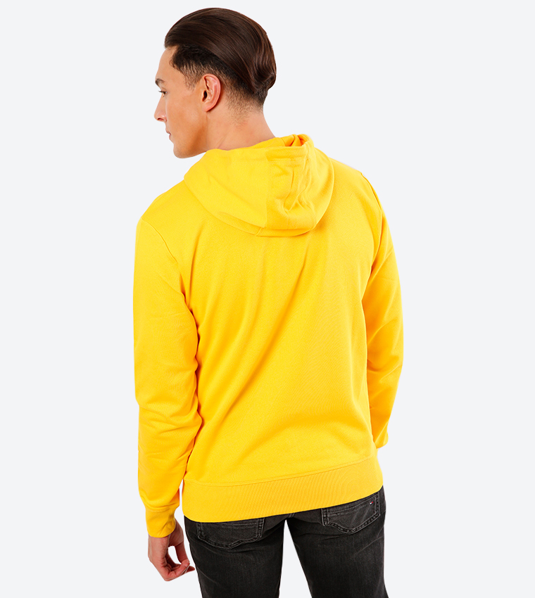 Buy Tommy Hilfiger Logo Details Long Sleeve High Neck Hoodie Yellow In