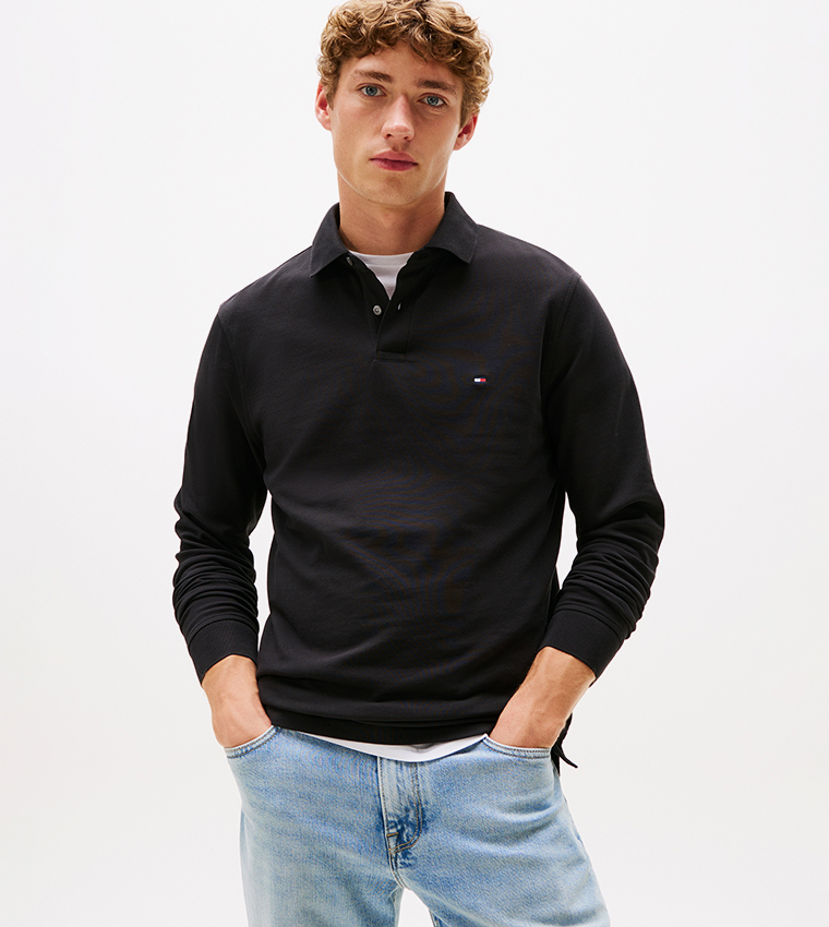 Flag Detail Long Sleeves Polo T-Shirt