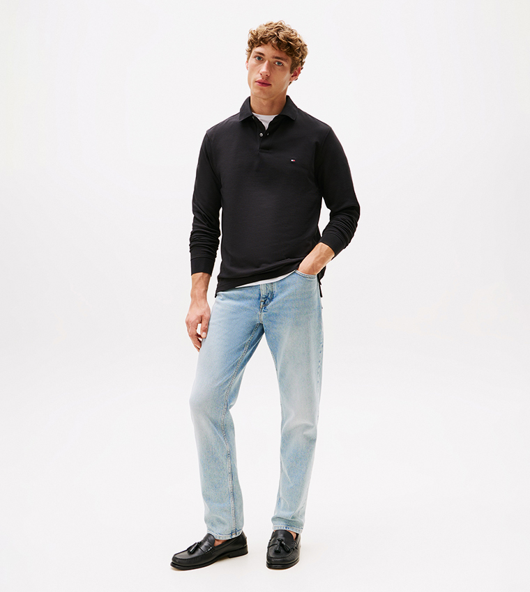 Flag Detail Long Sleeves Polo T-Shirt
