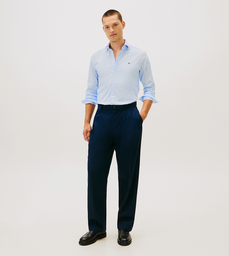 قميص بوبلين كم طويل