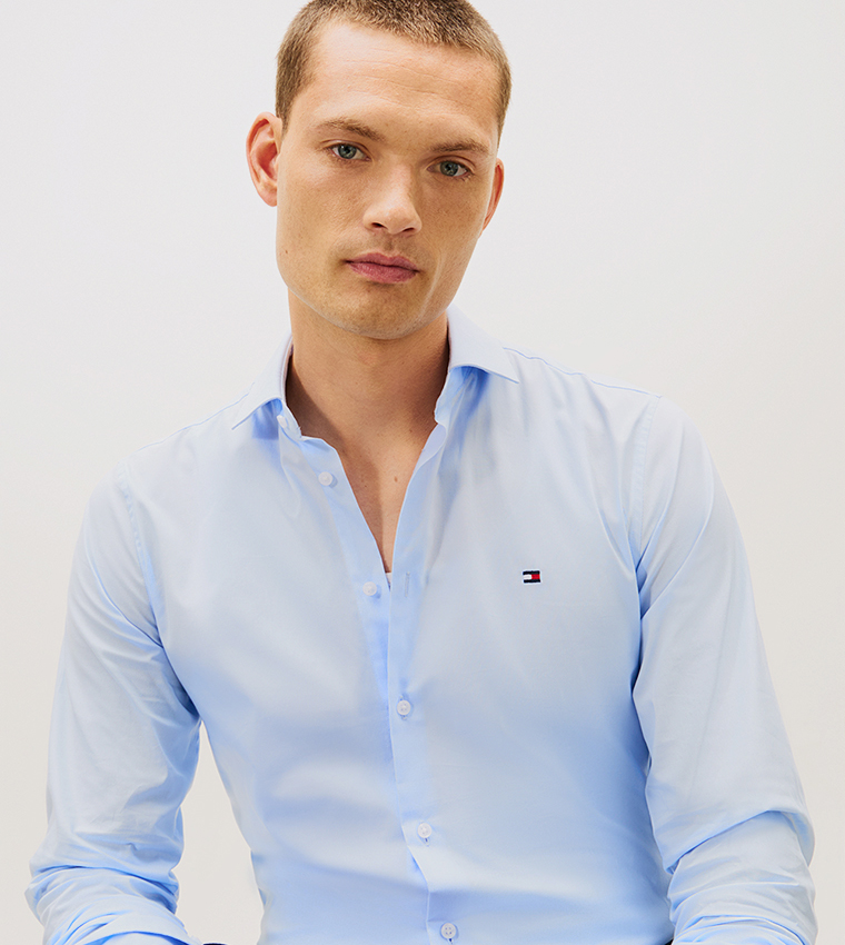 قميص بوبلين كم طويل