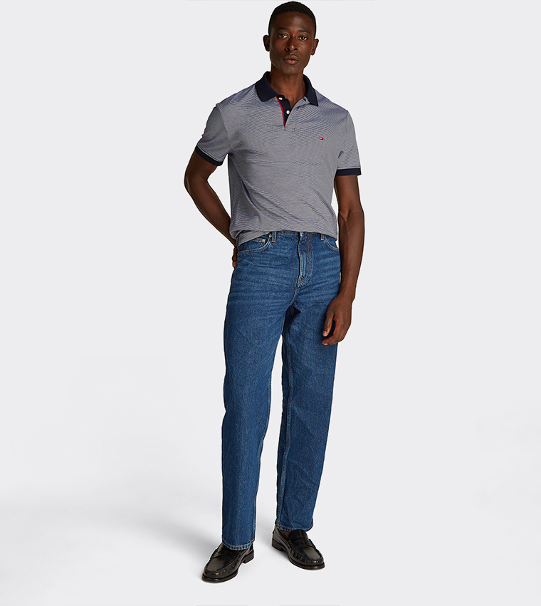 Striped Interlock Short Sleeves Polo T-Shirt