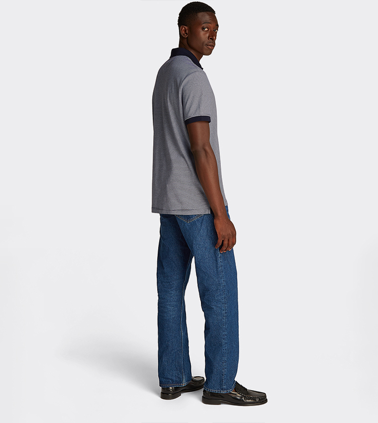 Striped Interlock Short Sleeves Polo T-Shirt