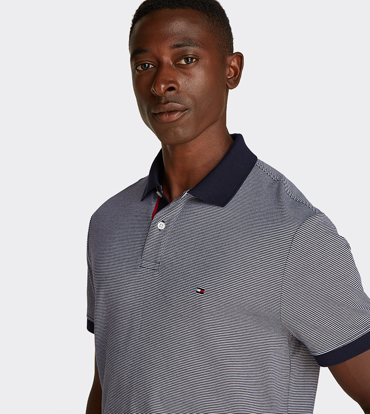 Striped Interlock Short Sleeves Polo T-Shirt