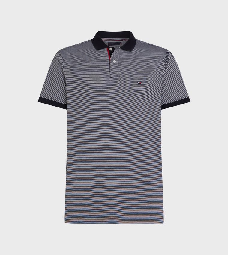 Striped Interlock Short Sleeves Polo T-Shirt