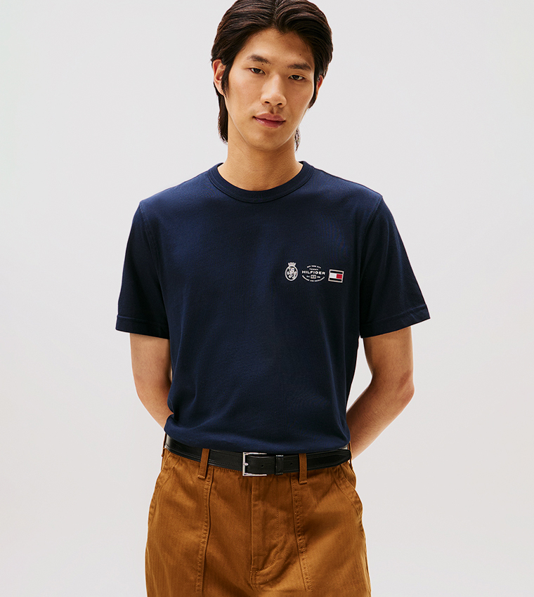 Crest Printed Crew Neck T-Shirt