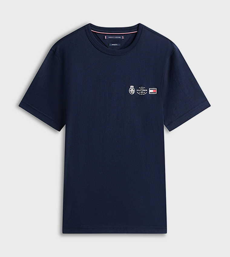 Crest Printed Crew Neck T-Shirt