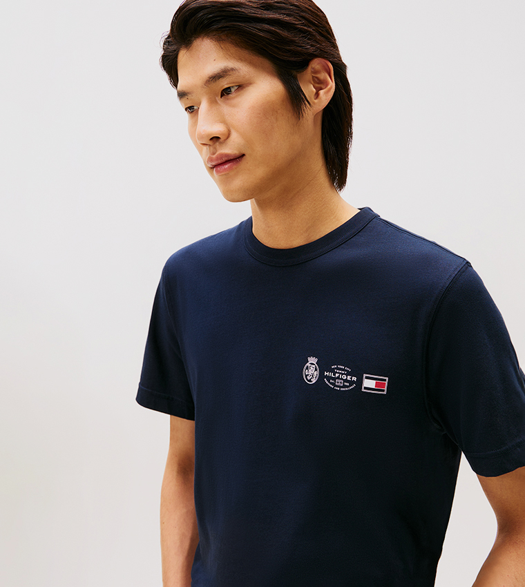 Crest Printed Crew Neck T-Shirt