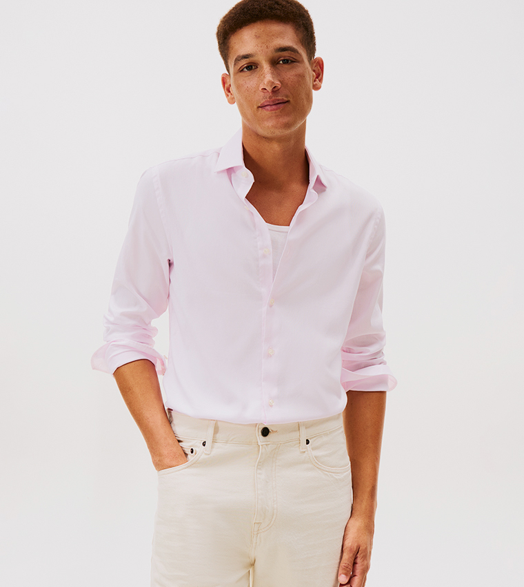 قميص سادة كم طويل