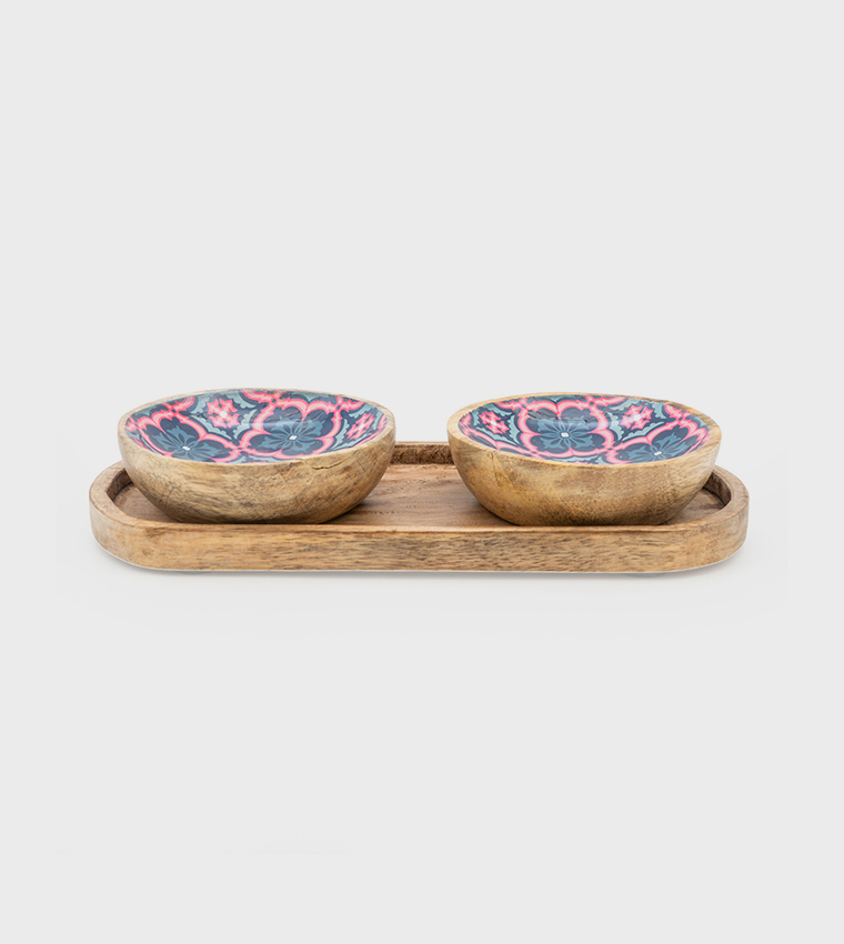 S/2 Dipping Bowls W/Tray - Moroccan Cloves