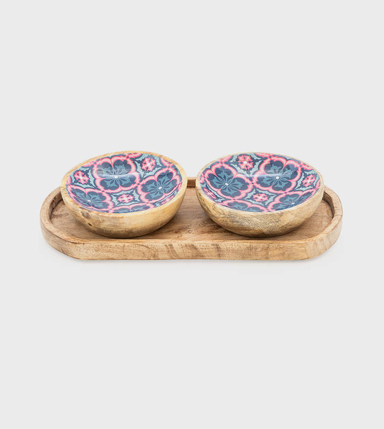 S/2 Dipping Bowls W/Tray - Moroccan Cloves