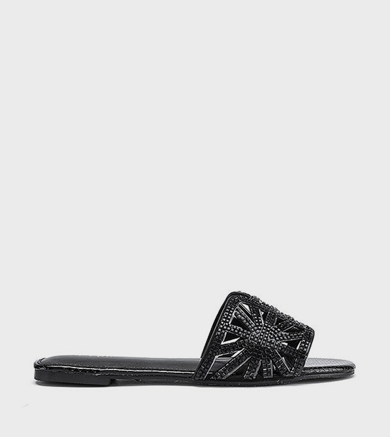 Embellished Open Toe Flat Sandals