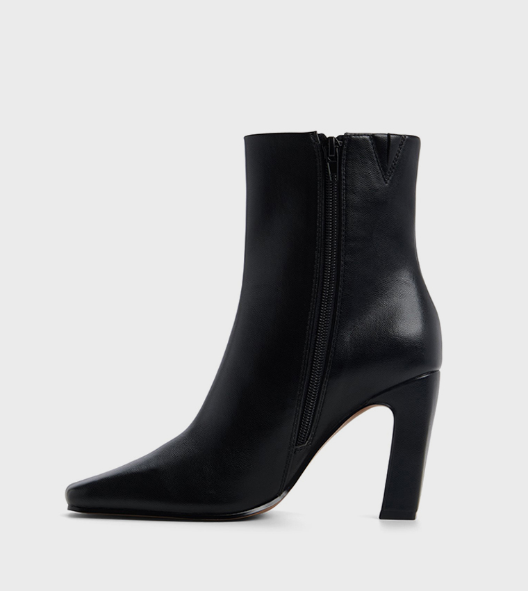 MYAA Flared Heel Ankle Boots