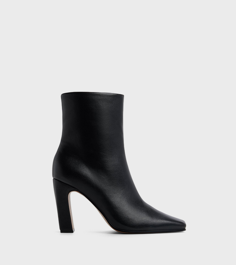 MYAA Flared Heel Ankle Boots