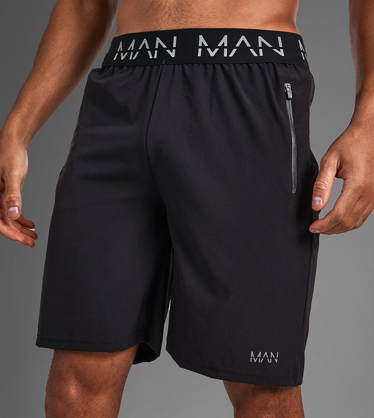 Printed Zippered Pocket Detail Shorts