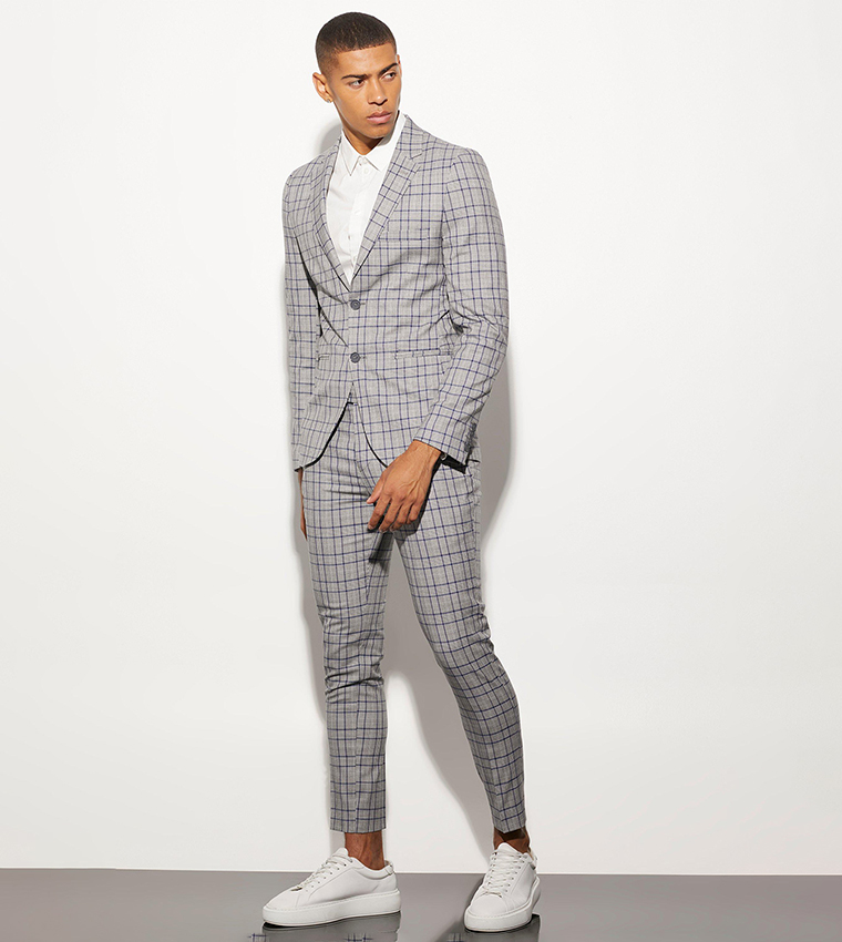 Super Skinny Checked Single Breasted Jacket