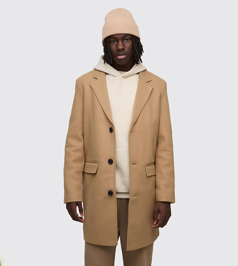 Single Breasted Wool Look Overcoat
