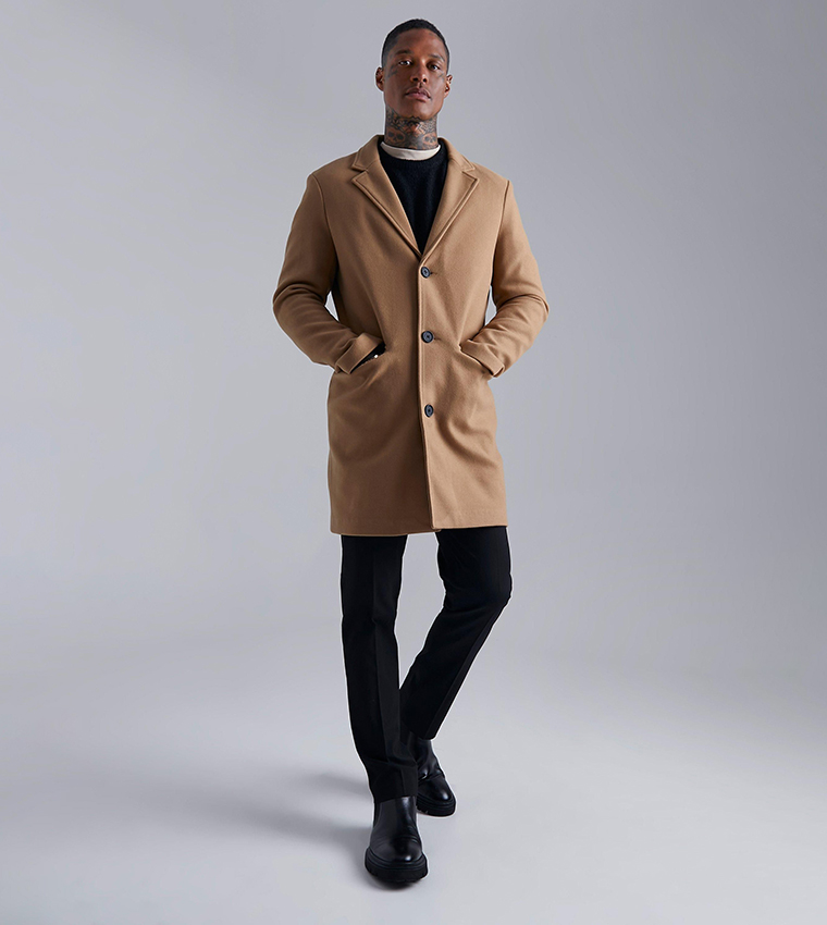 Single Breasted Wool Look Overcoat