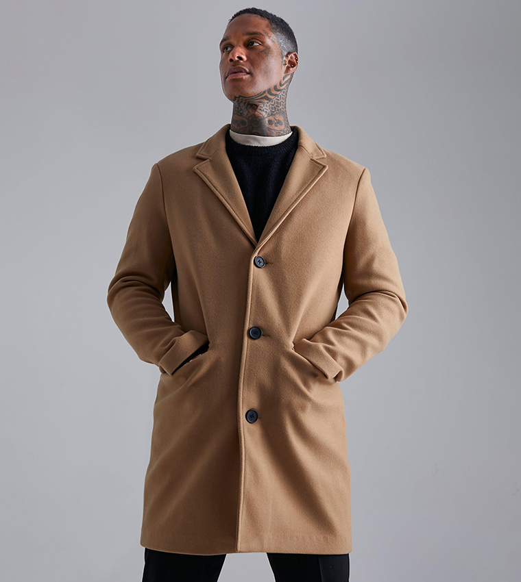 Single Breasted Wool Look Overcoat