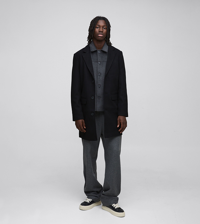 Single Breasted Wool Mix Overcoat