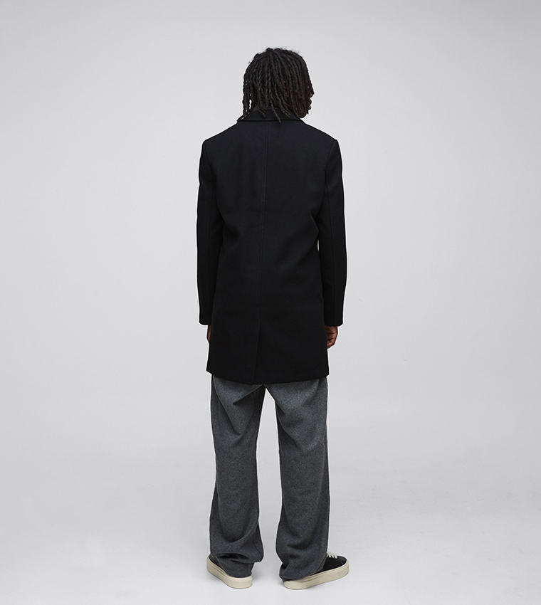 Single Breasted Wool Mix Overcoat