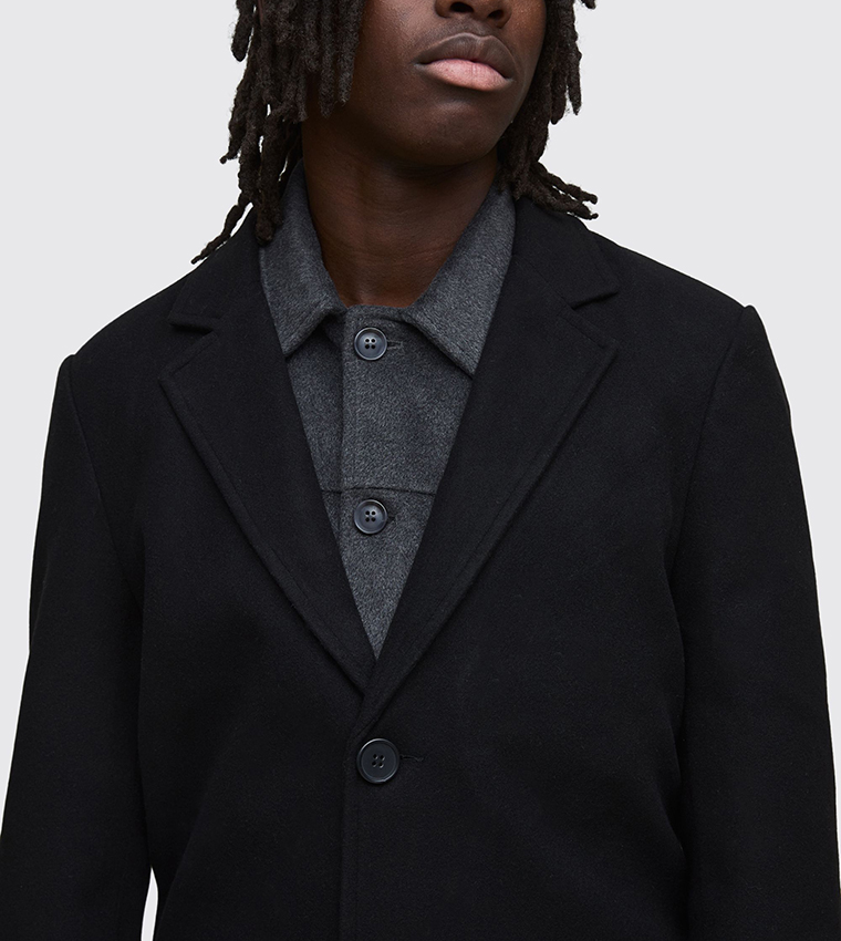 Single Breasted Wool Mix Overcoat