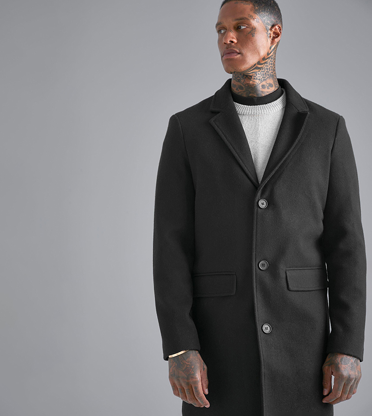 Single Breasted Wool Mix Overcoat